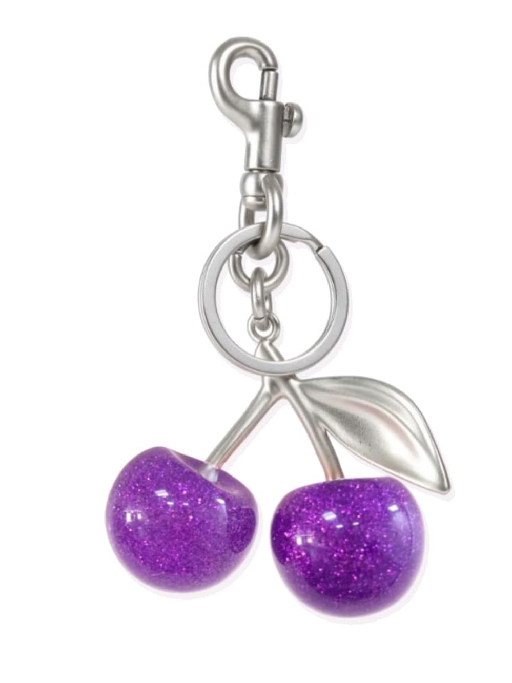 Purple Glitter Cherry Keychain Charm